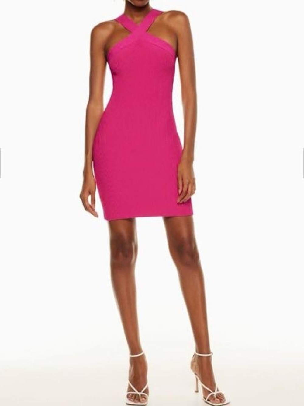 Sincerely Jules Hot Pink Cross-Neck Mini Dress